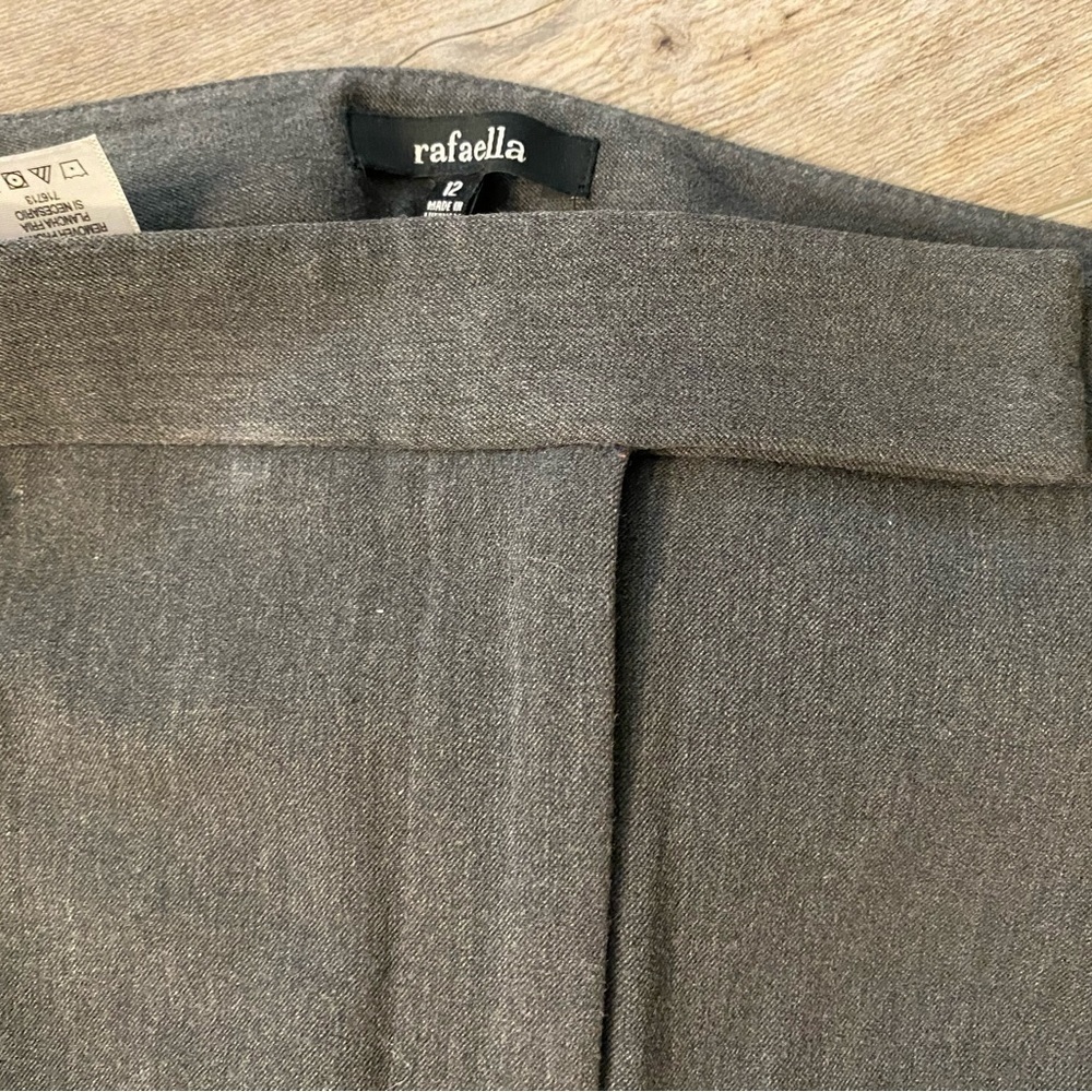 RAFAELLA Grey size 12 flat front slacks. Polyester, Rayon blend Almost brand new